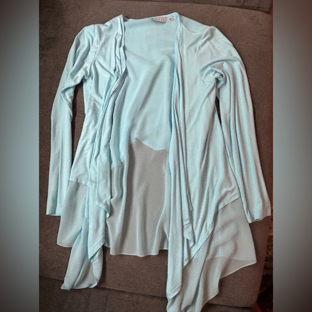 light blue cardigan